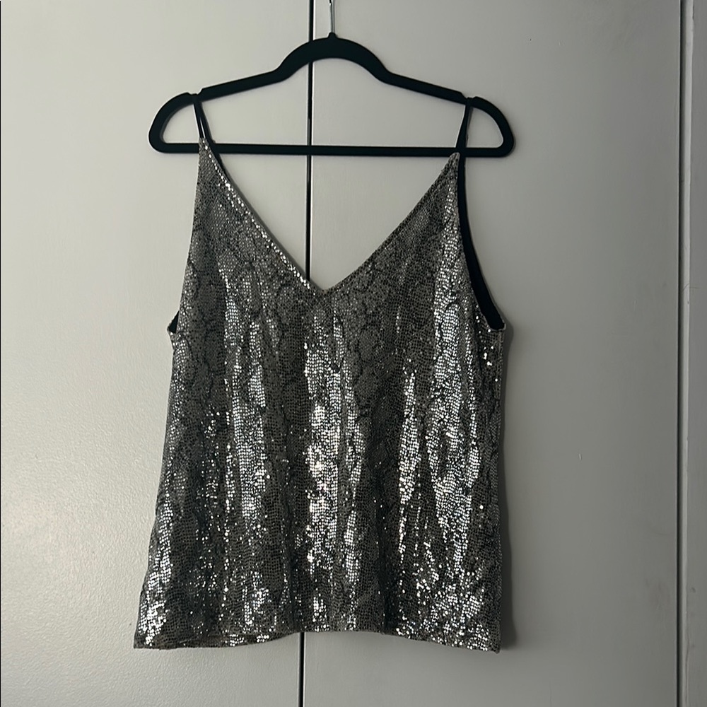 Silver Sequin Sleeveless Camisole